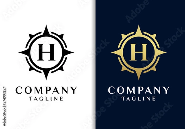 Fototapeta Letter H compass logo design vector image