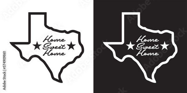 Fototapeta Home sweet home with state of texas map mono tone star hometown theme background for advertisement banner,brochure,website landingpage, notebook cover vector eps.
