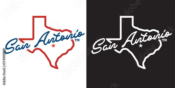 Fototapeta san antonio TX with statemap star with monotone and us flag tone red white blue patriot theme background for advertisement banner,brochure,website landingpage, notebook cover vector eps.
