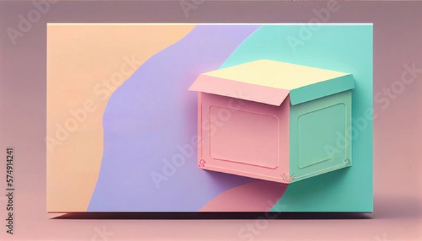 Obraz Template landing page with box. Blank for text. Delivery 3d illustration background. AI Generative