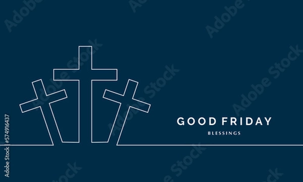 Obraz Good Friday Cross Line Art