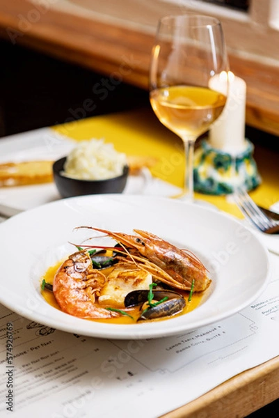 Obraz Bouillabaisse mit Getränk