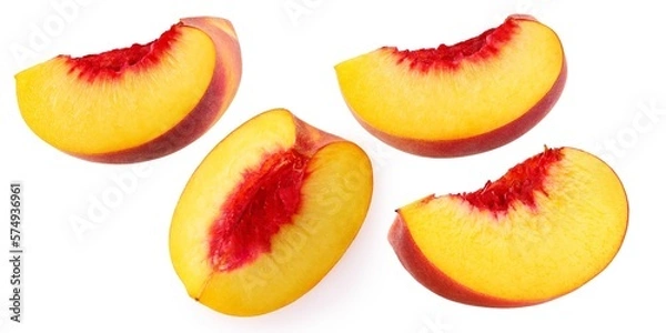 Obraz Slice of Peach isolated on white background
