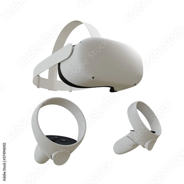 Obraz 3d rendering white virtual reality headset perspective view