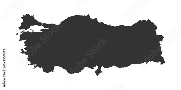 Fototapeta Vector Illustration of the Black Map of Turkey on White Background. Highly detailed Turkey map with borders isolated on background