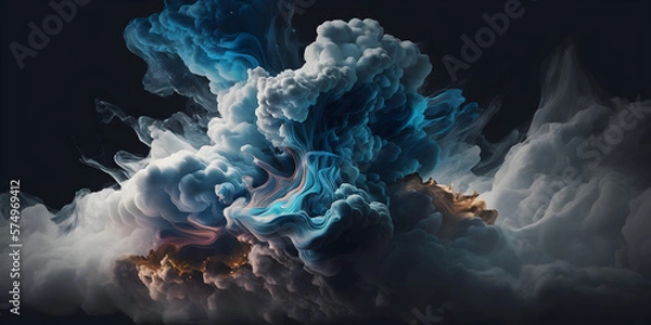 Fototapeta blue smoke shadow , celestial space fade Cloud background -ai generative