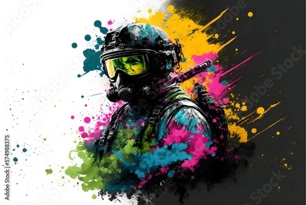 Obraz Paintball player poster