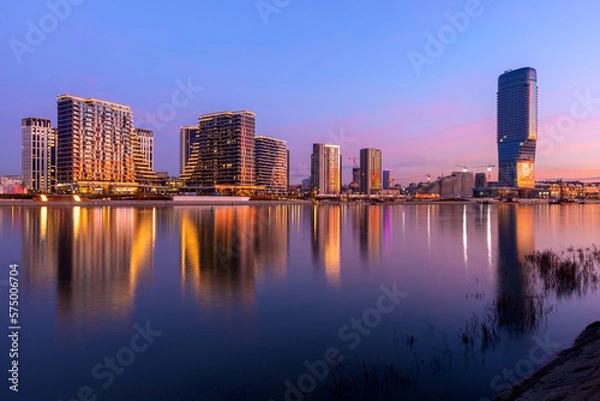 Fototapeta Modern contemporary acrhitecture district Belgrade Waterfront on river Sava, Belgrade, Serbia