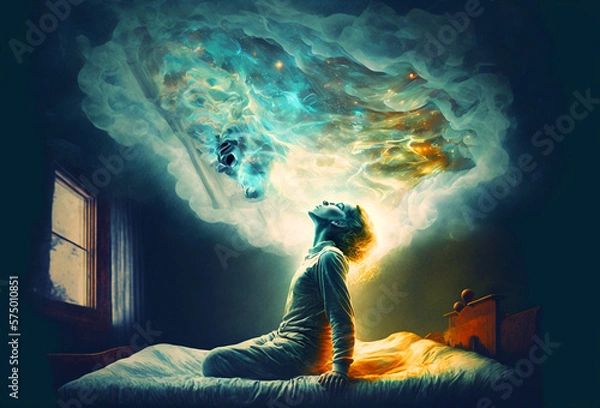 Fototapeta Astral Projection Concept Lucid Dream Illustration, Soul Travel, Generative AI