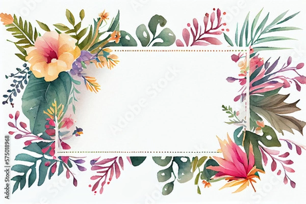 Obraz Frame with flowers. Watercolor. generative ai	
