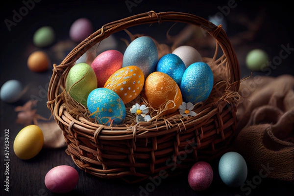 Fototapeta Traditional Easter Basket, Generative AI