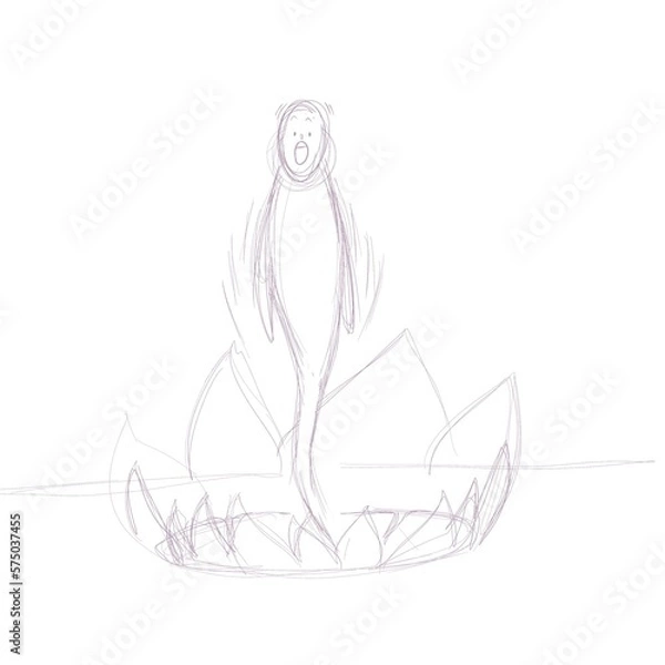 Fototapeta a ghost flies out of a fiery portal located on the ground