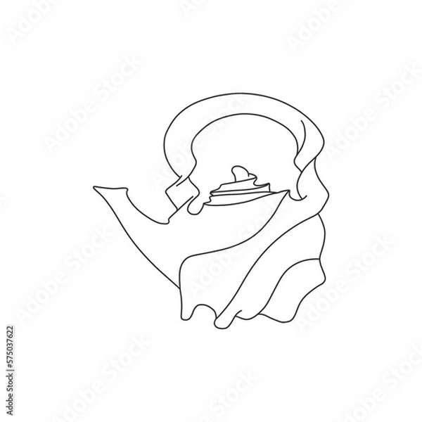 Obraz unusual curved teapot for tea leaves in line style