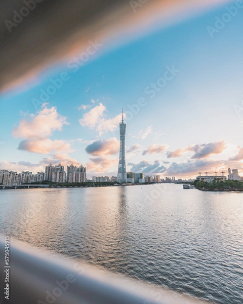 Obraz city skyline at sunset