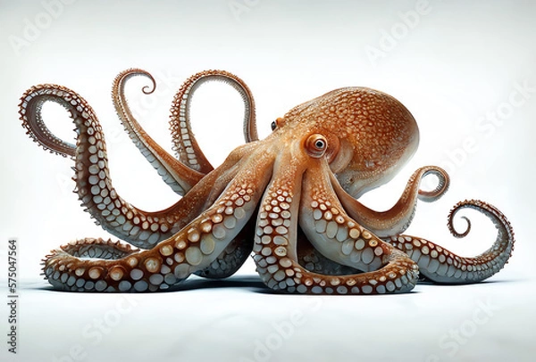 Fototapeta octopus isolated on a white, generative ai