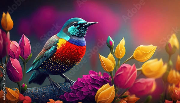 Obraz beautiful colorful spring landscape background, generative ai