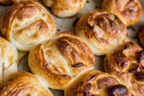 Obraz Homemade baking. Sweet buns close-up