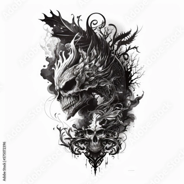 Fototapeta ready to print sleeve tattoo white background - generative ai