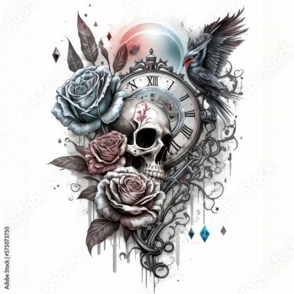 Obraz ready to print sleeve tattoo white background - generative ai