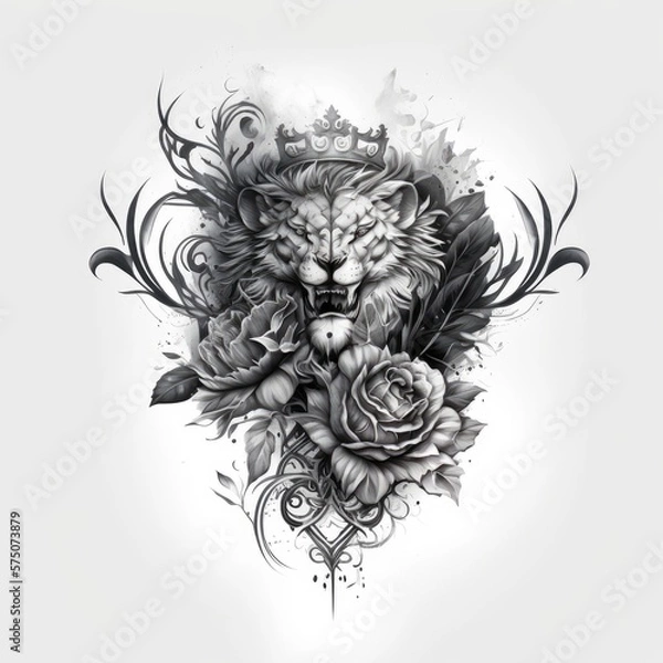 Fototapeta ready to print sleeve tattoo white background - generative ai