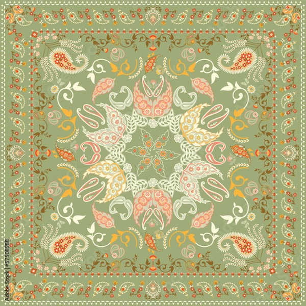 Obraz Decorated shawl design featuring paisley pattern