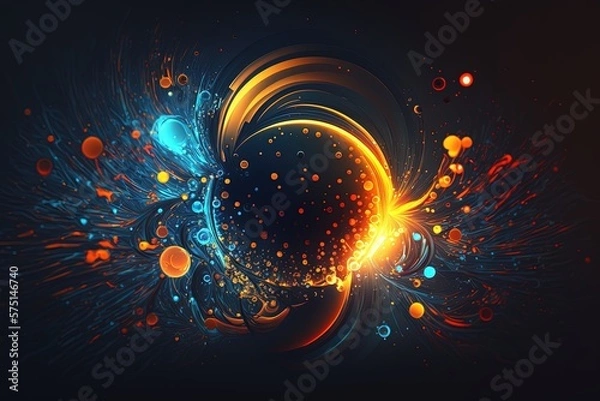 Fototapeta Abstract orange and blue light effects. Generative AI.