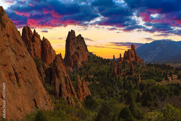 Obraz Sunset Image of the Garden of the Gods.