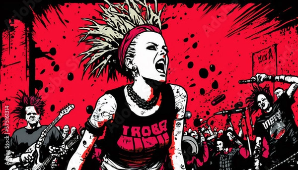 Fototapeta punk rock band, party people, ai generated, Generative AI
