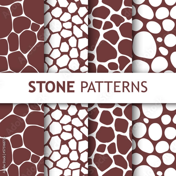 Fototapeta Paved tile stone pavement of surface seamless pattern vector. Texture of construction made with rocks material road or floor restoration decoration