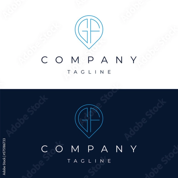 Obraz Letter GF FG initial point pin map local icon logo design vector template	