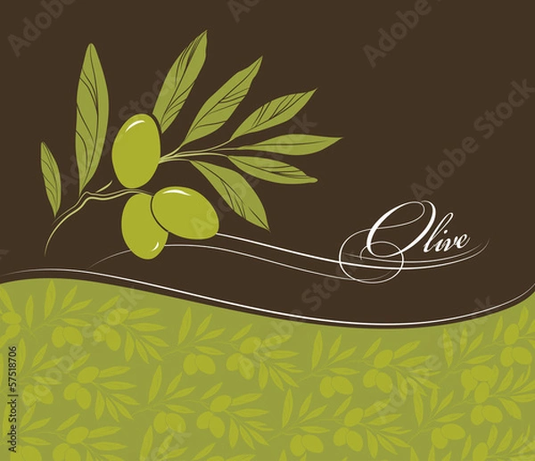 Obraz olive. Decorative olive branch. For label, pack. Olive pattern.