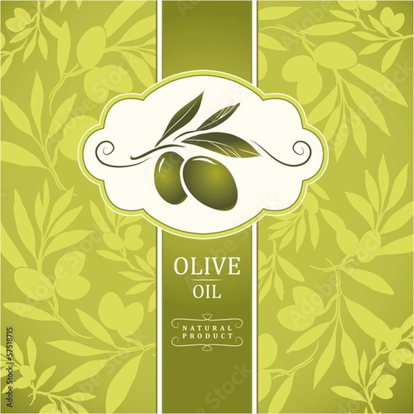 Obraz olive. Decorative olive branch. For label, pack. Olive pattern.
