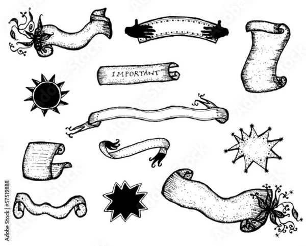 Fototapeta Doodle Banners And Ribbons Set