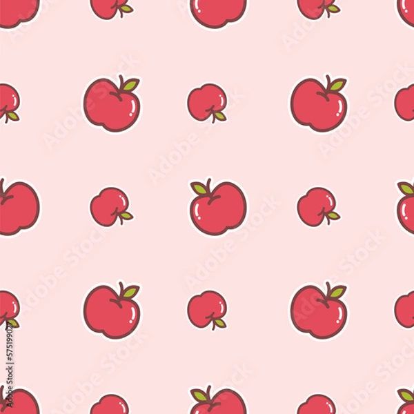 Fototapeta Cute apple seamless pattern