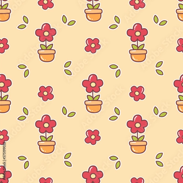 Fototapeta seamless background with cute flower