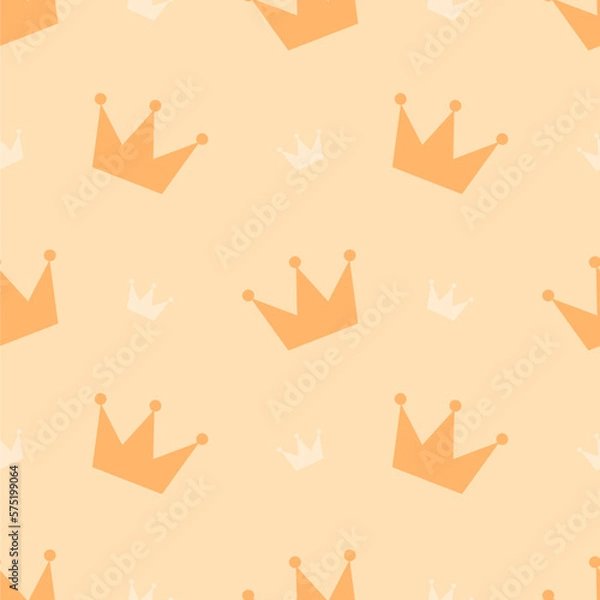 Fototapeta Yellow Crown Seamless Pattern
