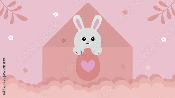 Obraz Easter rabbit in mail envelope