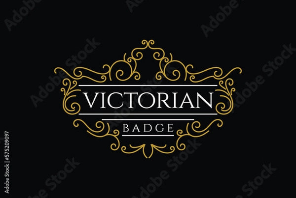 Obraz Vintage Victorian Border Frame Royal Crown Crest Badge Emblem Stamp Label Logo Design Vector