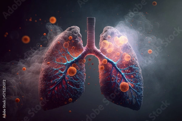Fototapeta Human Lung model illness, Lung cancer and lung disease, Generative Ai