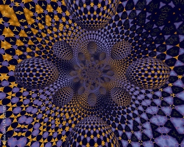 Fototapeta Purple, yellow and blue abstract background, with spectacular inserts of dark and light tones. 
