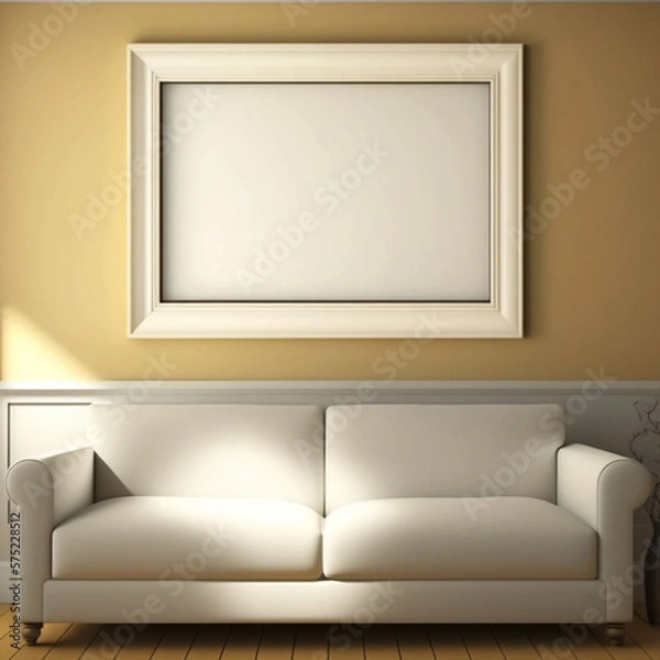 Obraz Wall Art Mock Up, Generative AI, Wide Art, Blank	