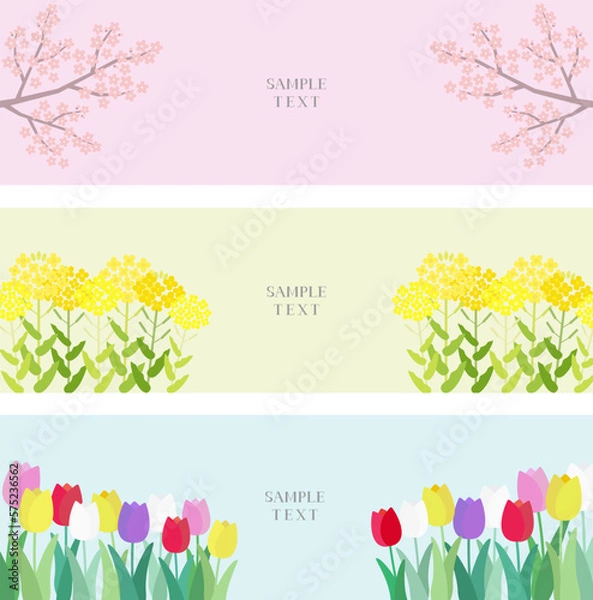 Fototapeta 春の花 横長背景 イラスト素材 / vector eps