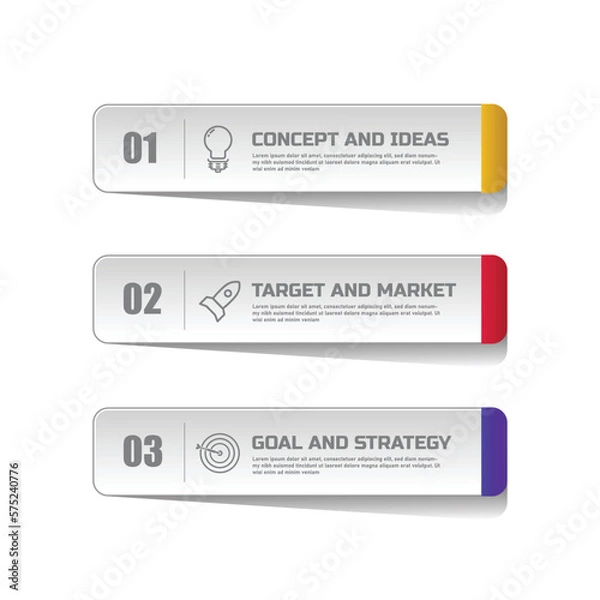 Fototapeta Creative infographic three steps template