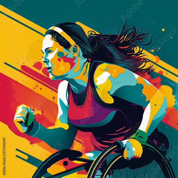 Fototapeta illustration of a person with a disability engaging in a physical activity or sport. Generative AI.
