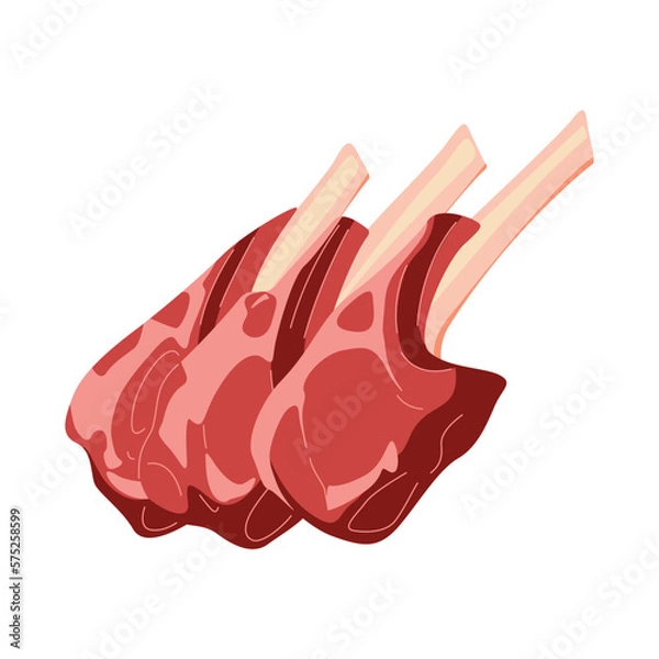 Fototapeta fresh flesh lamb meat. delicious food ingredient illustration vector.