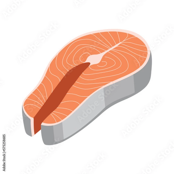 Fototapeta isolated salmon flat design vector illustration object.