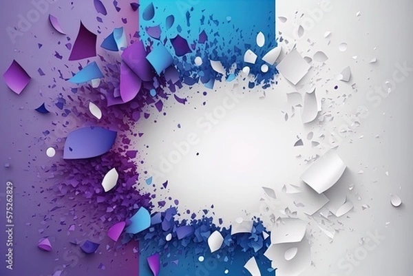 Obraz Abstract background with blue purple white particles explosion with empty space.