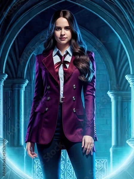 Obraz Stylish and beautiful girl wearing academy uniform. Great for urban fantasy, goth, vampire and romance. 