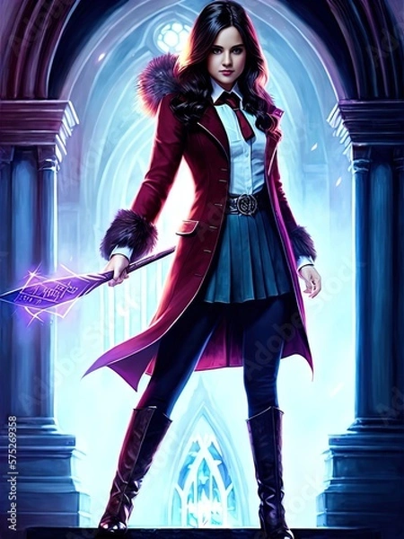 Obraz Stylish and beautiful girl wearing academy uniform. Great for urban fantasy, goth, vampire and romance. 