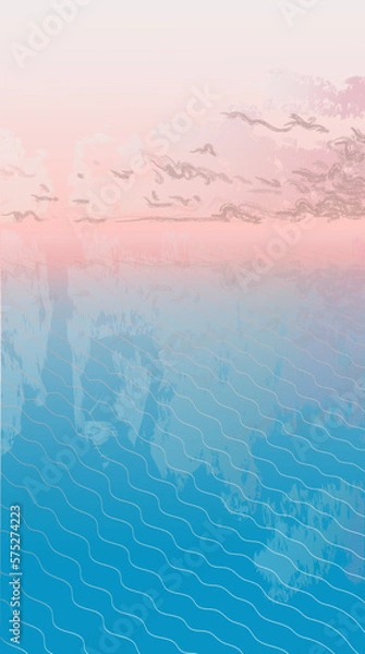 Obraz Vector image, seascape with calm expanse of water